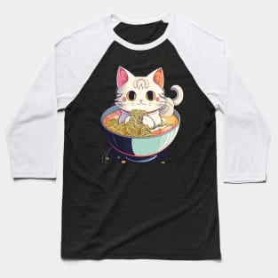 Cute Chibi Anime Manga Cat Ramen Lover - Funny Baseball T-Shirt